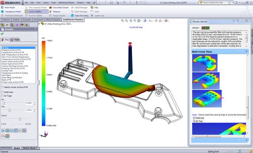 شبیه سازی تزریق پلاستیک در Solidworks Plastics